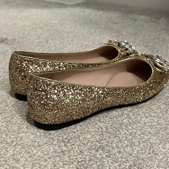 Miu Miu Gold Sparkle Flats - Picture 3 of 5
